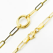 TRE008. 14K Yellow Gold Hollow Flat Paperclip Chain